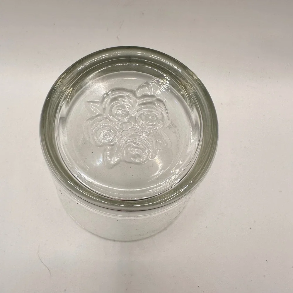 VTG Four Roses Bourbon Rocks Glass Clear Etched Logo Embossed Rose Base Barware
